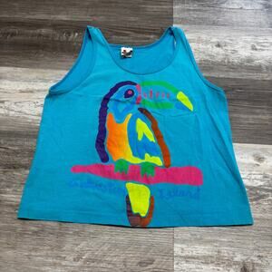 Vintage Signal Galveston Bird Blue Toucan‎  Womens M Destination Tank Top Shirt